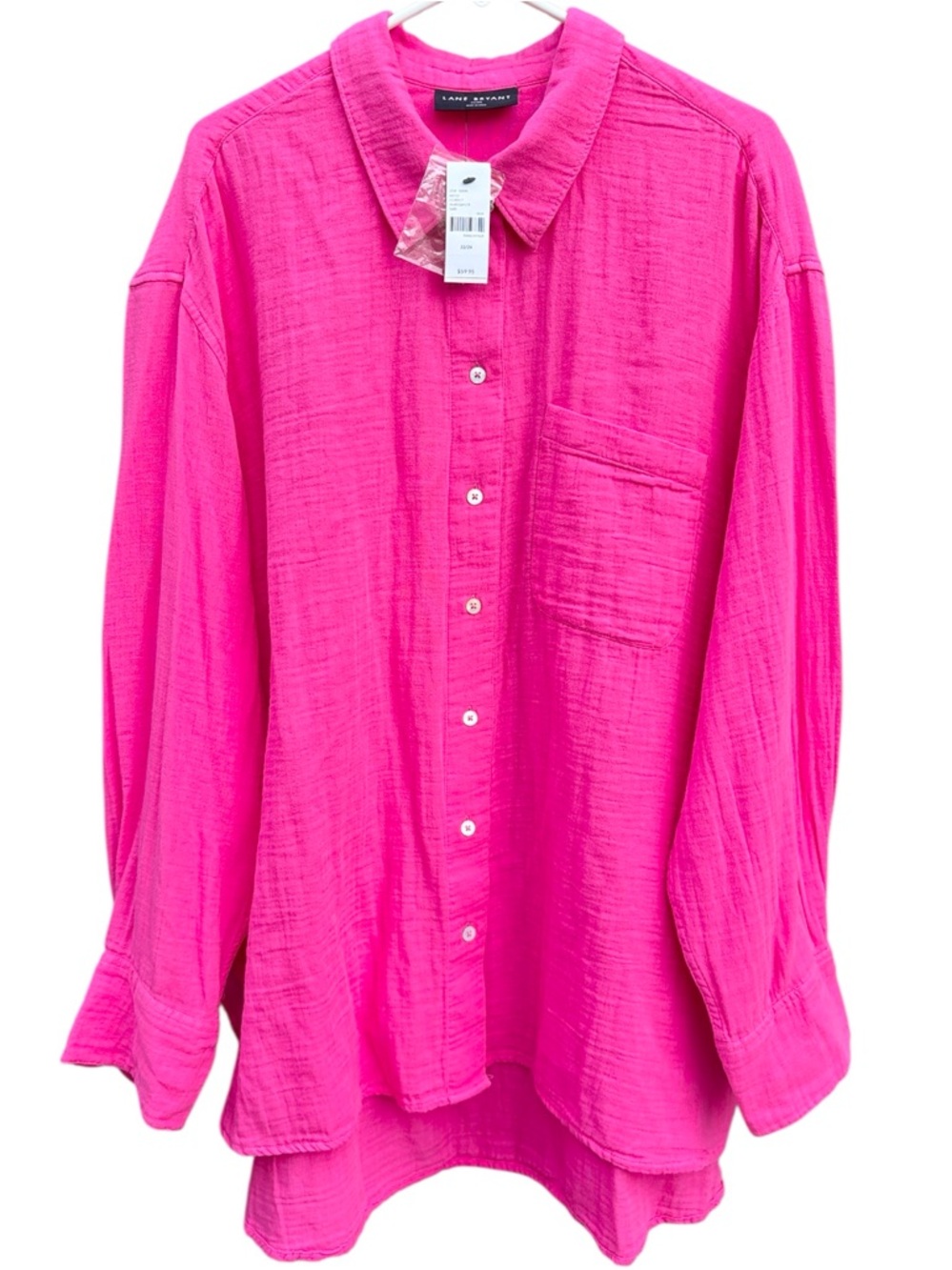 NWT Lane Bryant Gauze Button Front Top Pink Size 22/24